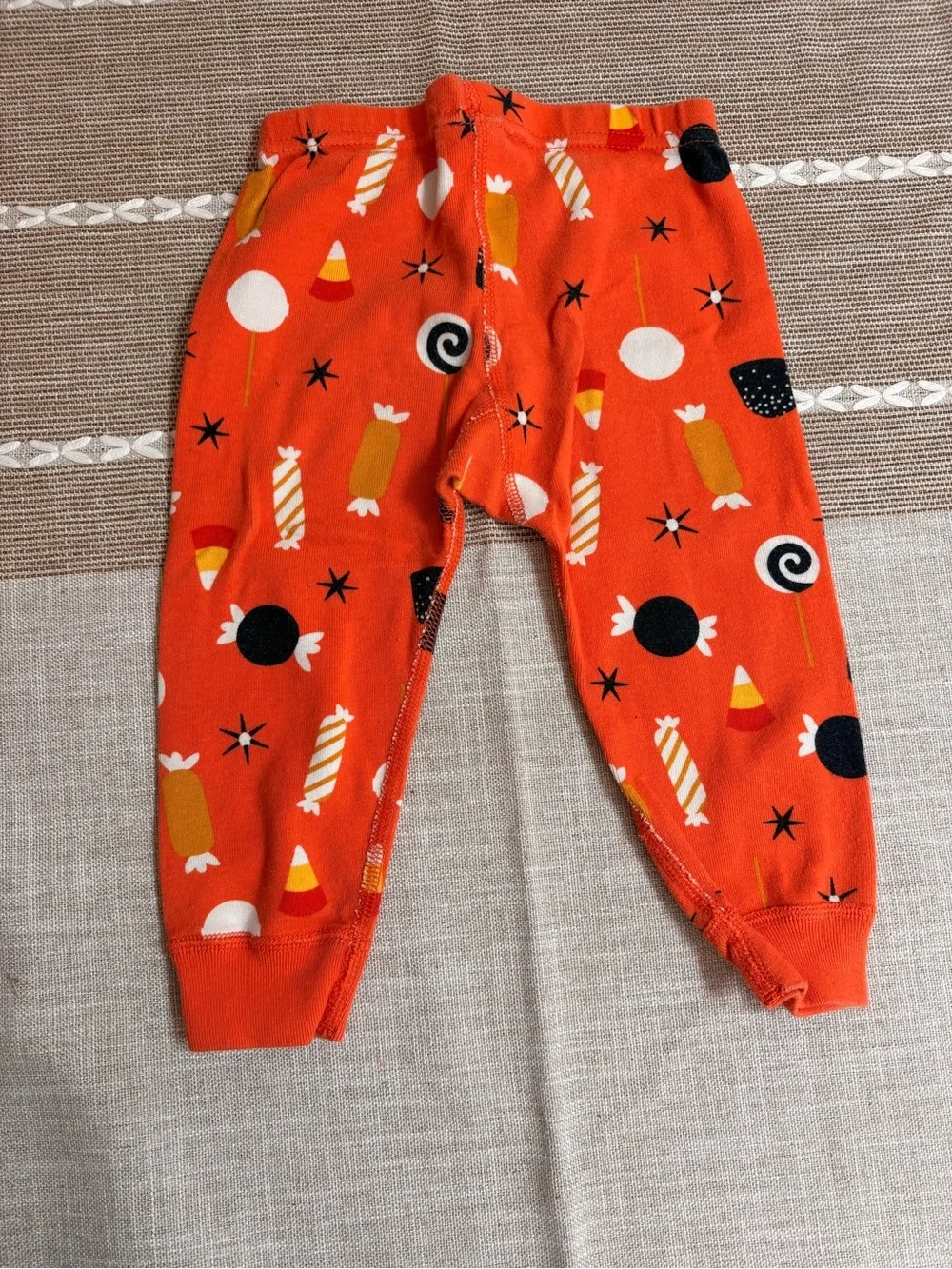Kids Orange Candy-Print Two-Piece Pajamas- Halloween
